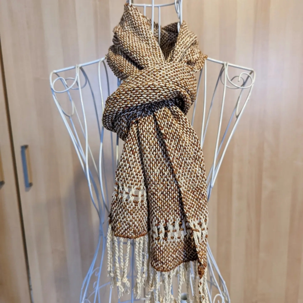 Handwoven Silk Scarf in Earth Tones